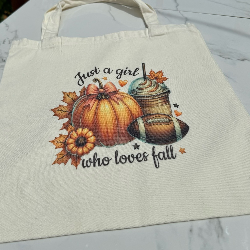 Just a girl who loves fall tote bag 15x16 tote bags